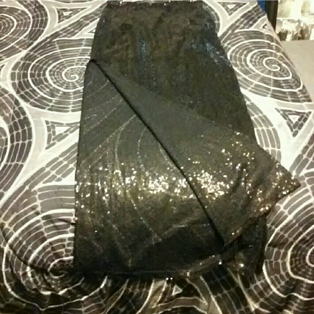 Sequin Long Skirt, black